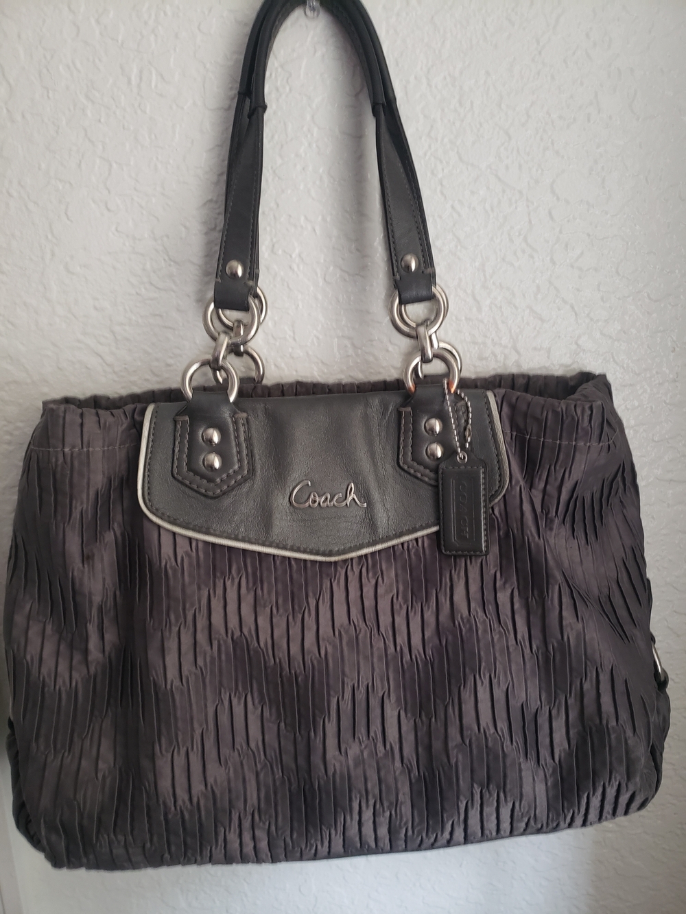 Coach Gray Ruched Shoulder Satchel